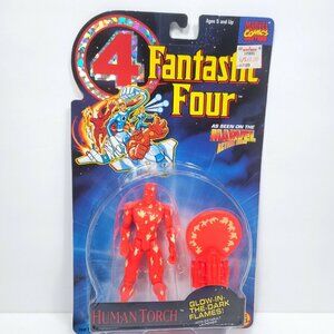 Fantastic Four Human Torch Action Figure Glow-in-the-dark Flames 1995 Launcher